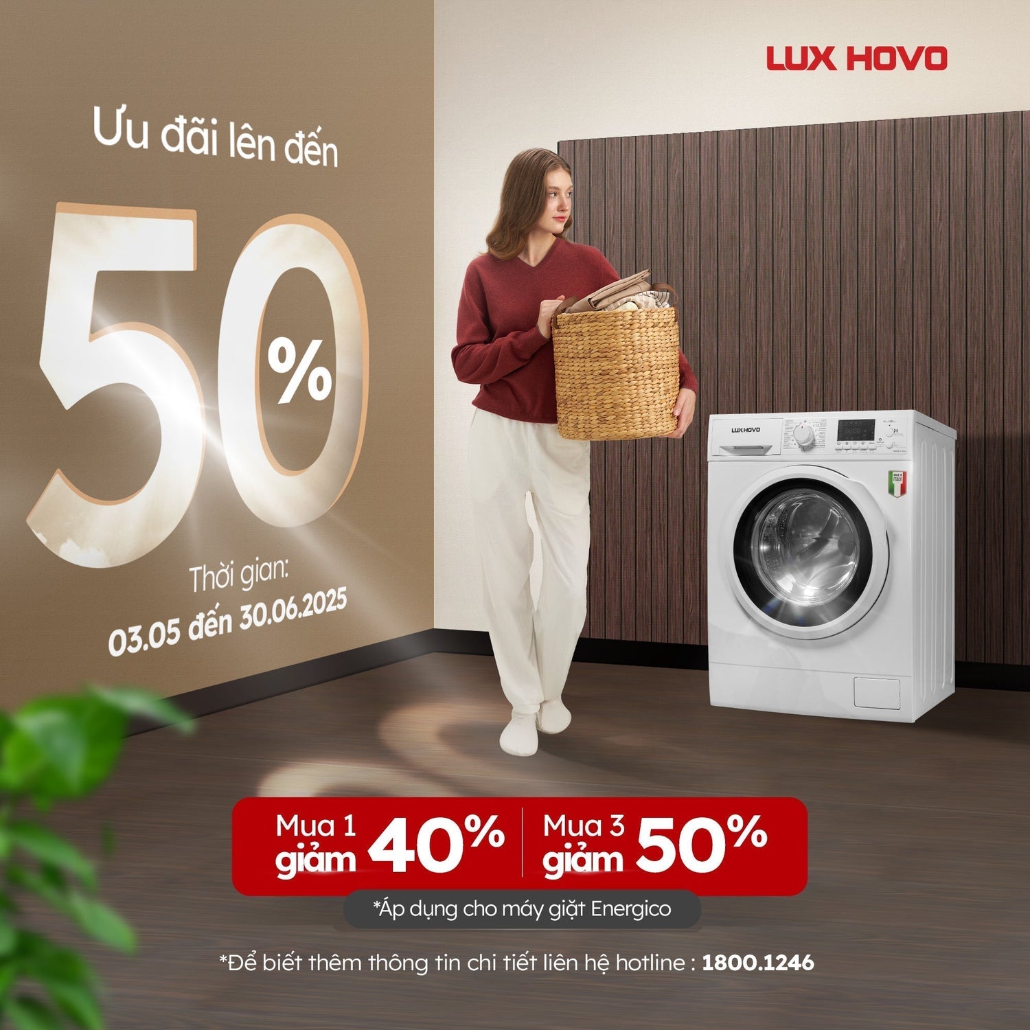 Ưu Đãi Lớn Hè 2025: Mua Máy Giặt Energico - Giảm Tới 50%